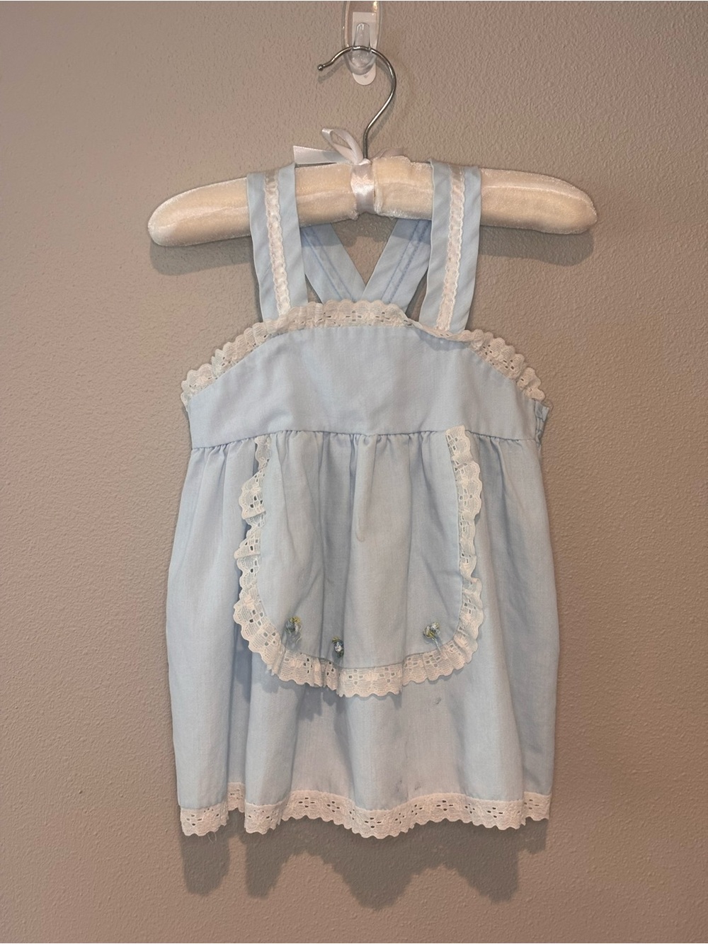 Light Blue Lace-Trim Girls' Summer Dress